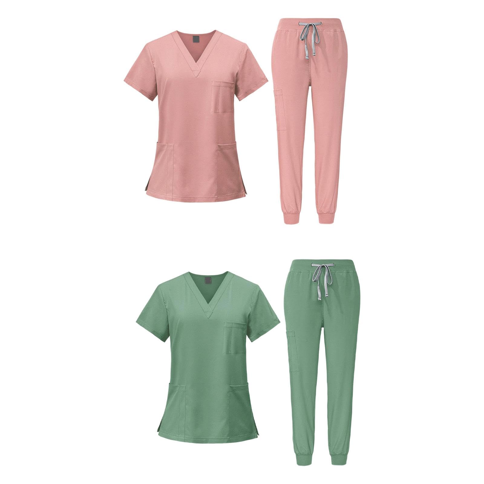 rockible 1 Conjunto de Uniforme Médico para Mujer, Pantalón con Cuello en V, Cómodo Y con Bolsillos, Ropa de Trabajo de Enfermera para Centro de Belleza