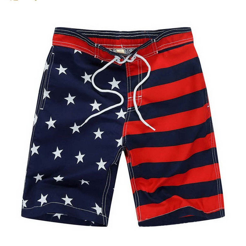 GETUBACK Big Boy Board Shorts Flag Design Red Blue 8 yerars