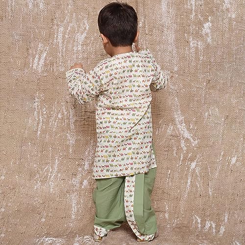 Image of AJ DEZINES Kids Ethnic Wear Pure Cotton Dhoti Kurta Set For Boys