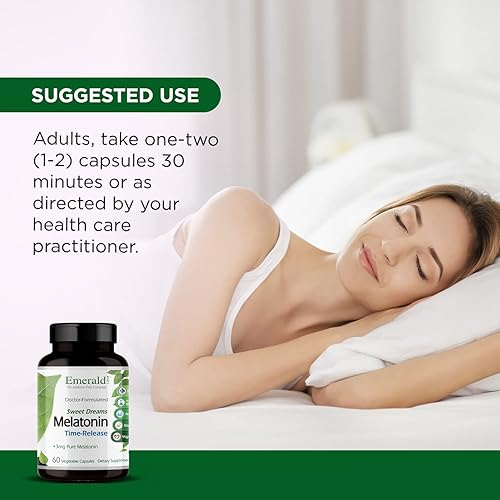 Miniatura 5 de EMERALD LABS Sweet Dreams - Suplemento de melatonina de liberación prolongada para el sueño, apoya patrones de sueño saludables, 60 cápsulas