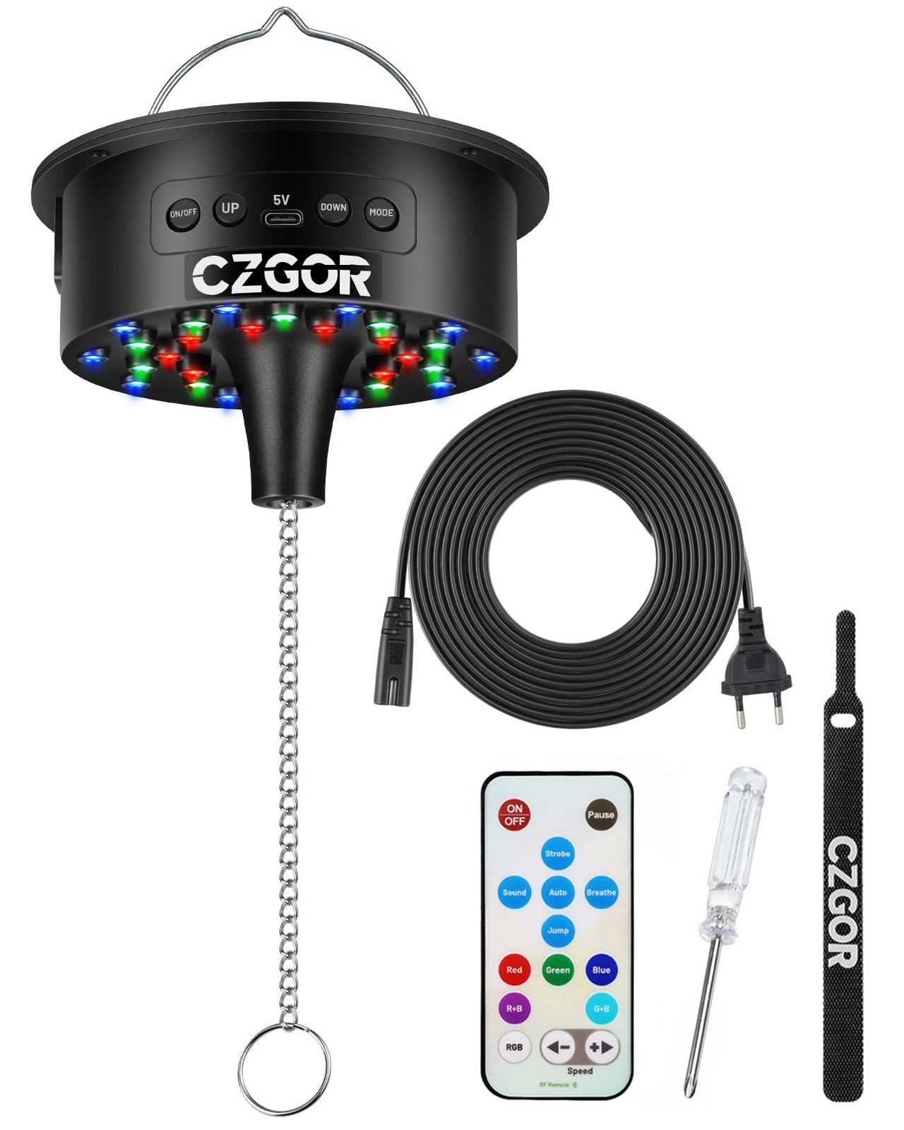 Motore per palla da discoteca con luci,rotore 0/3/6/9/12/15 giri/min regolabile con telecomando, cavo di alimentazione rimovibile da 5 metri/alimentazione a batteria/USB-C, per palle 4"-16"