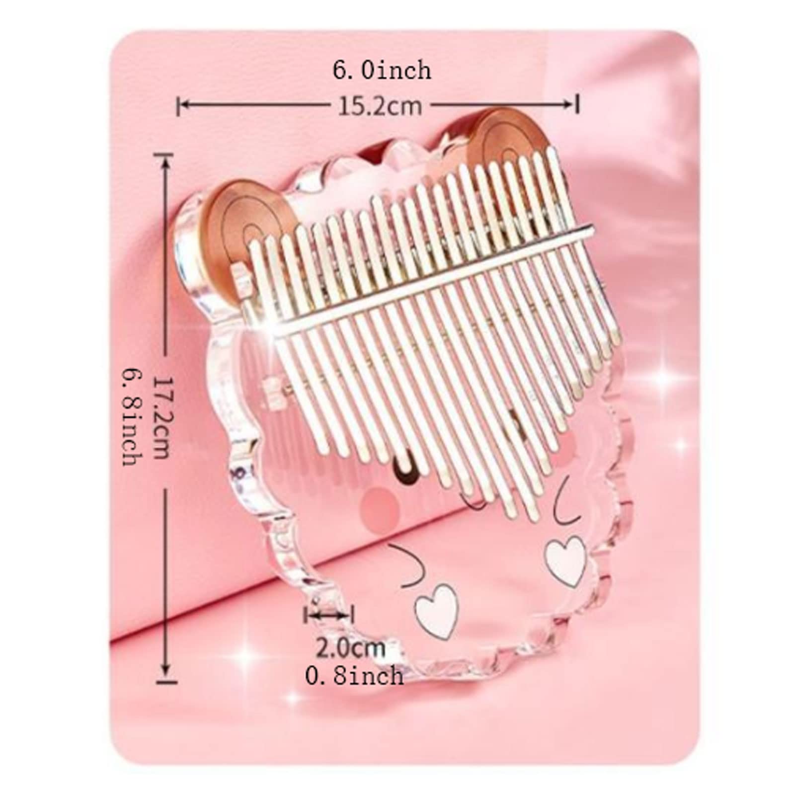 Exquisiter Klang 21 Tasten Daumenklavier Kristallklavier niedliches Cartoon-Tiermuster, Musikinstrument-Geschenk für Musikliebhaber (Größe: 15,2 * 2,0 * 17,2 cm) Einfach zu Spielen