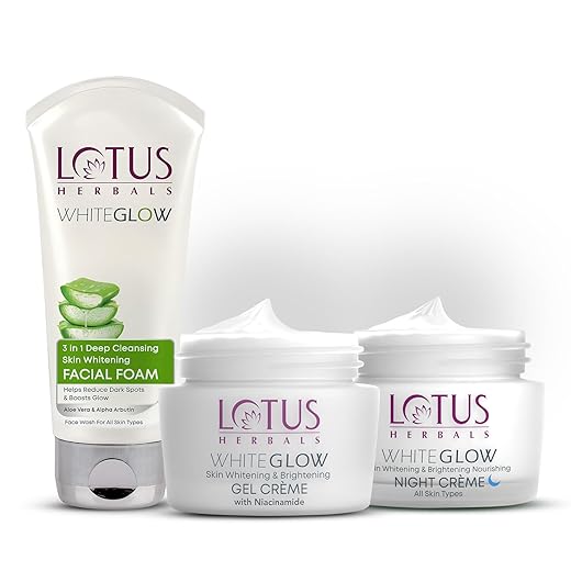 Lotus Herbals White Glow Day 60G & Night 60G Cream Face Wash 100G Pack 220G