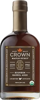 Crown Maple Bourbon Barrel-Aged Organic Maple Syrup, 25oz - Rich Bourbon Oak, Vanilla for Pancakes, Cocktails, Marinades