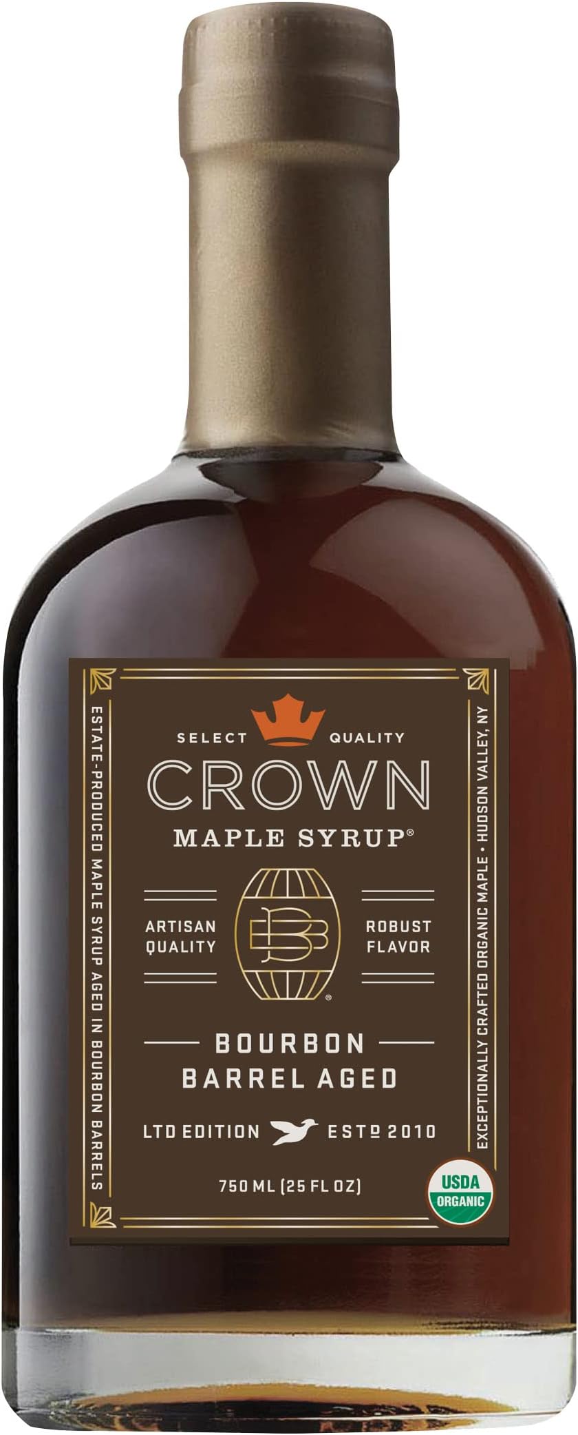 Crown Mapleยฎ Bourbon Barrel Aged organic maple syrup 750ML (25 FL OZ)
