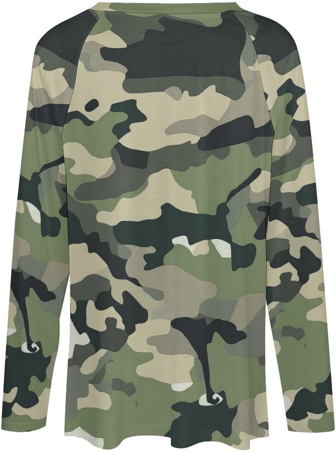BIVENANT Womens Camo Shirt Long Sleeve Plus Size Camouflage Tshirt V Neck Blouses for Women Fashion Sweatshirts