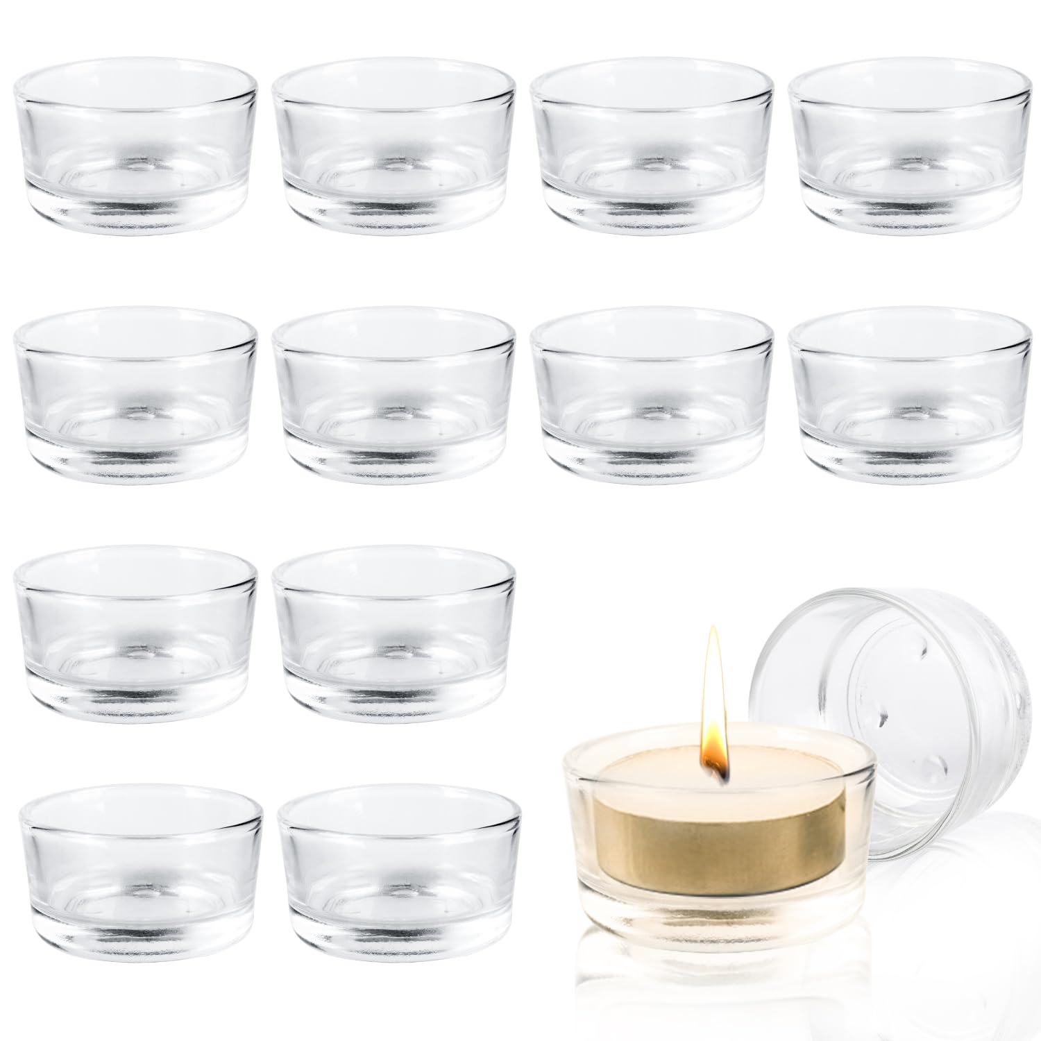 Fizdoqg Portavelas Cristal 12 Porta Velas Decorativas Vasos para Velas Portavelas de Velas Pequeñas Portavelas de Cristal Transparente Porta Velas Decor del Hogar Bodas Fiestas y Poner la Mesa