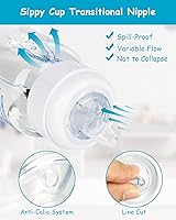 Vista 4 de Sippy Nipple for Dr. Brown's Narrow Bottle & Sippy Spout Bottle, Soft 100% Silicone Baby Bottle Straw Nipple, 6m+, 5 Count