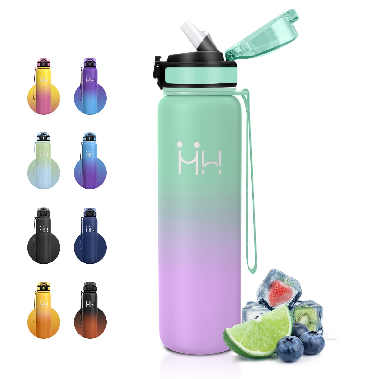 JAPORIA Insulated Water Bottle 1 Litre Double Walled with Straw BPA Free Thermos for Camping, Gym and Intense Use