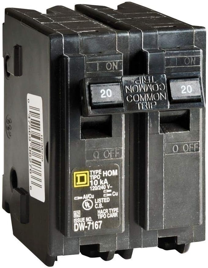 Square D Hom220 Homeline 20 Amp Twopole Circuit Breaker