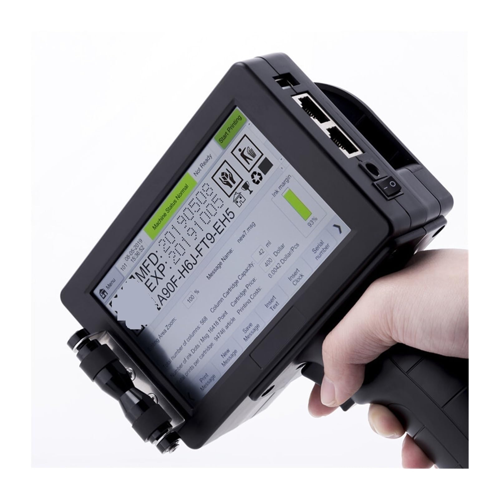 Imprimante Portable, Imprimante à Jet d'encre Portable, codeur de Codes-Barres QR numéro lot, séchage Rapide Permanent(Spanish with 1 Ink)