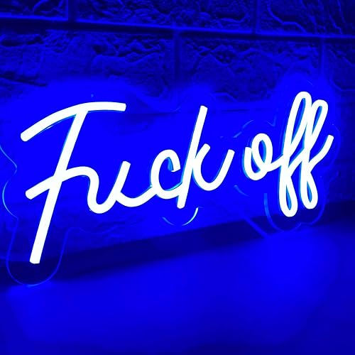 Letrero de neón con texto en inglés "Fuck Off", letreros de neón azules para decoración de pared, funciona con USBinterruptor, divertido letrero de