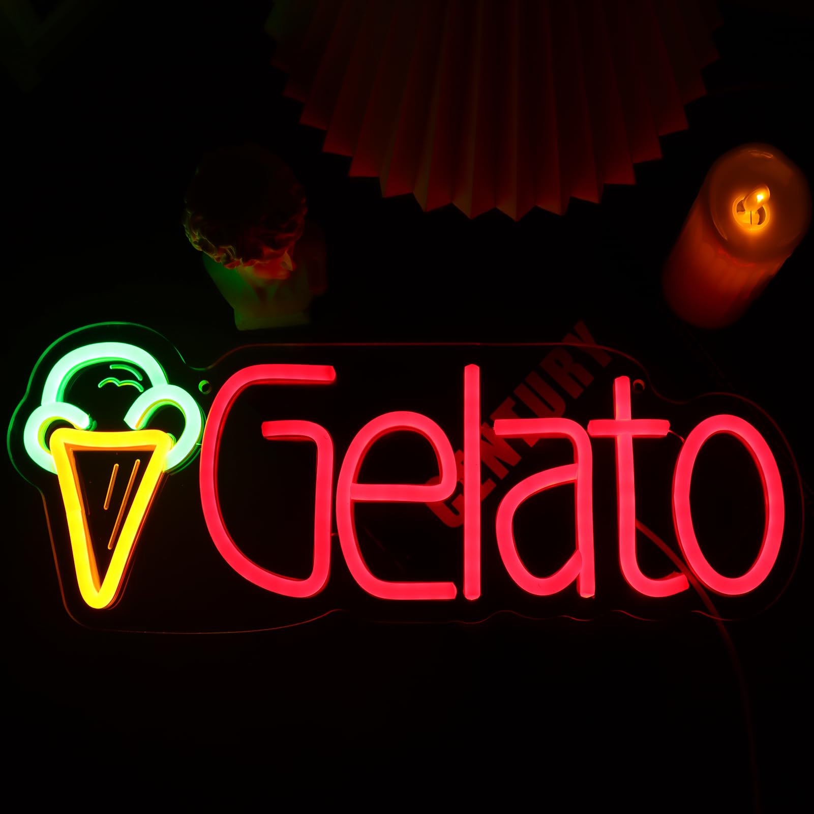 Gelato Neon Sign for Wall Decor, Italian Ice Cream Neon Light with Dimmer Switch for Business, USB Power LED Sign Lights for Home Bar Store, LED Neon Sign Wall Art Neon Light for Beer Pub(Gelato)