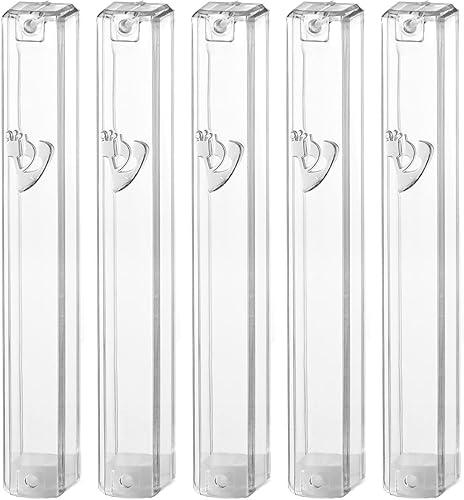 MEZUZAH - Soporte de plástico plateado de 5 pulgadas para desplazamiento de 3.9 in, goma impermeable, corcho, lote de 5 (transparente, 10 (para