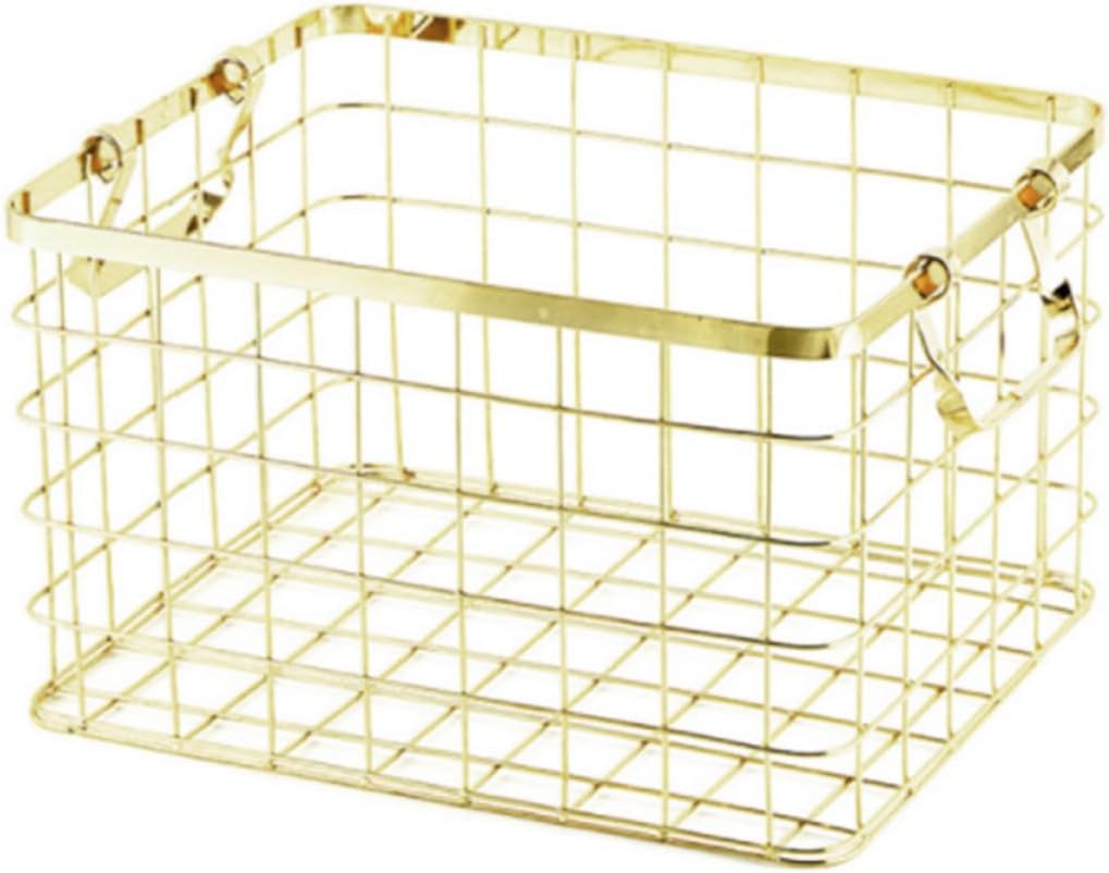 Nordic Iron Storage Basket with Handles, Golden Countertop Organizer