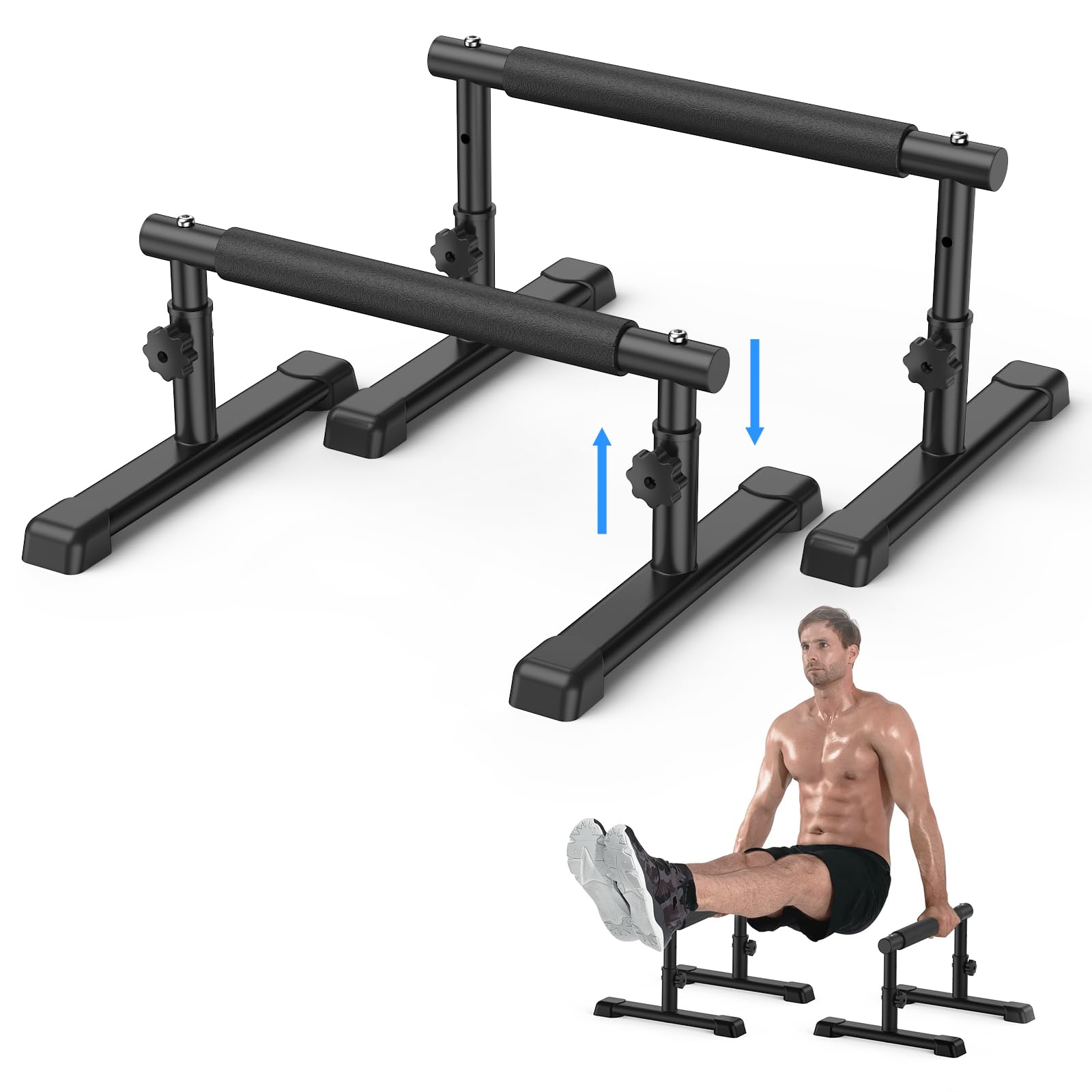 IMAYCC 2 in 1 Verstellbare Parallettes Handstand Barrenm,Push Up Bar Dip-Barren 19CM and 46CM Höhe,Großer Rutschfeste Liegestützgriffe,Calisthenics Equipment für Indoor Outdoor Geeignet