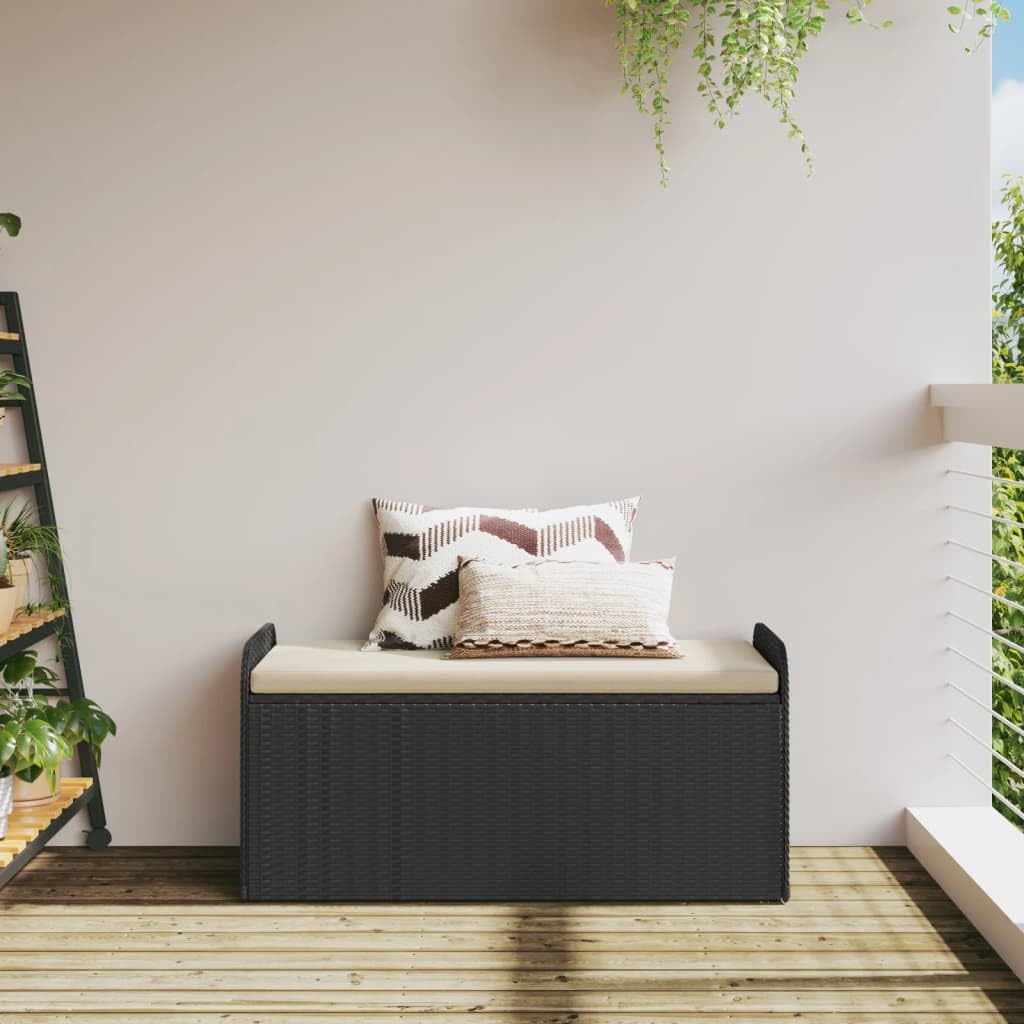 Banco de almacenamiento 115 cm, Negro, Resina Trenzada