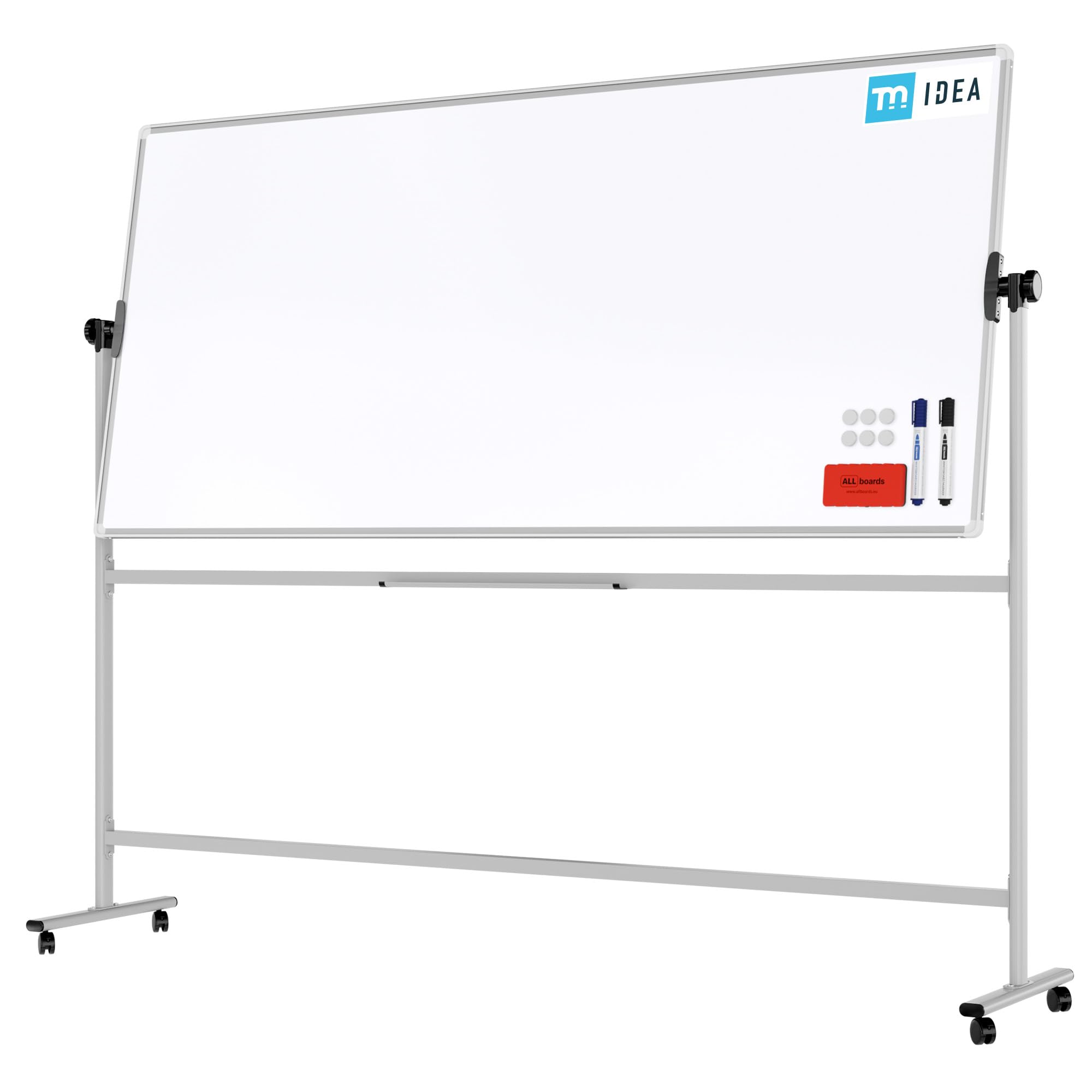 ALLboards Mobile Whiteboard: TM Idea Mobile Whiteboard – Double-Sided, Rotating, Magnetic, Dry-Wipe – 220x120 cm – Flex Series — image 1