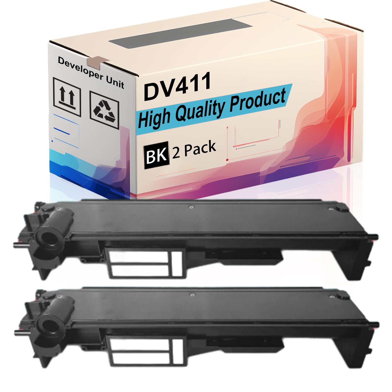 DV411 Developer Unit Compatible for Konica Minolta bizhub 223 283 36 363 42 423 Printers, High Yield 150000 Pages, Print More Pages (2-Pack Black)
