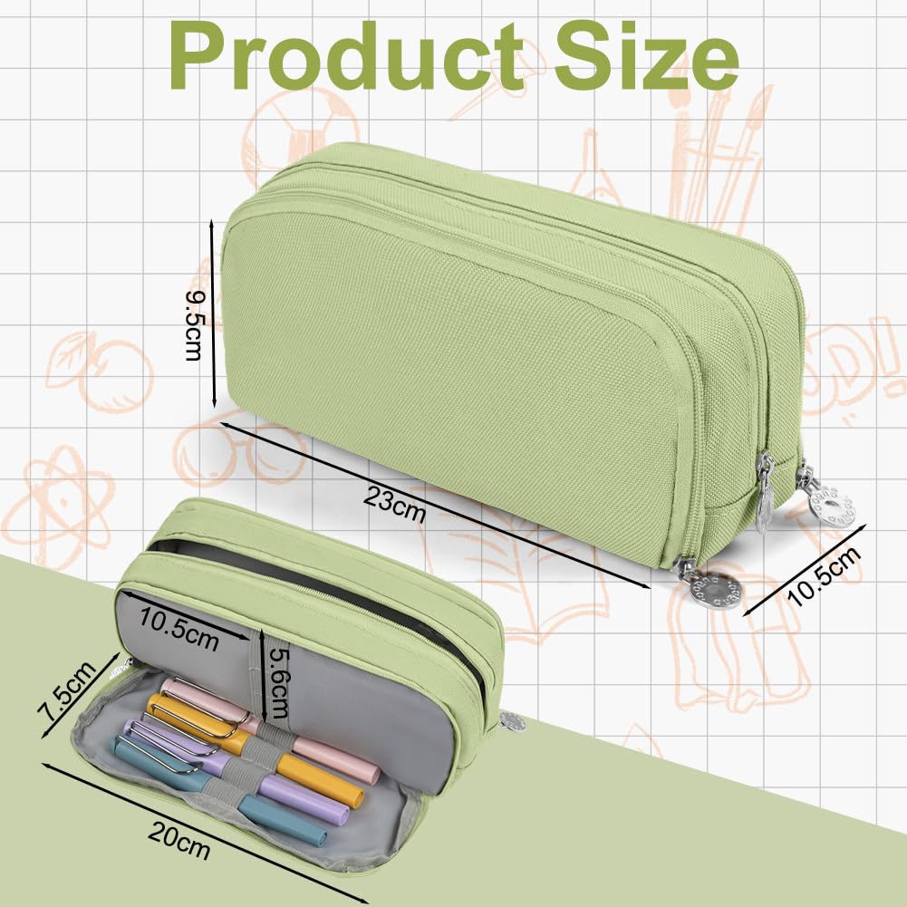 OFFCUP Pencil Case for Large Capacity Green Stationery Pencils Case Bag, Durable Shell Pen Maker Pencil Pouch - Image 2