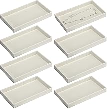 Inbagi 8 Pcs Small Velvet Jewelry Tray Stackable Jewelry Drawers Organizer Trays Jewelry Storage Trays 8.3 x 4.7 x 1 Inches (Beige)