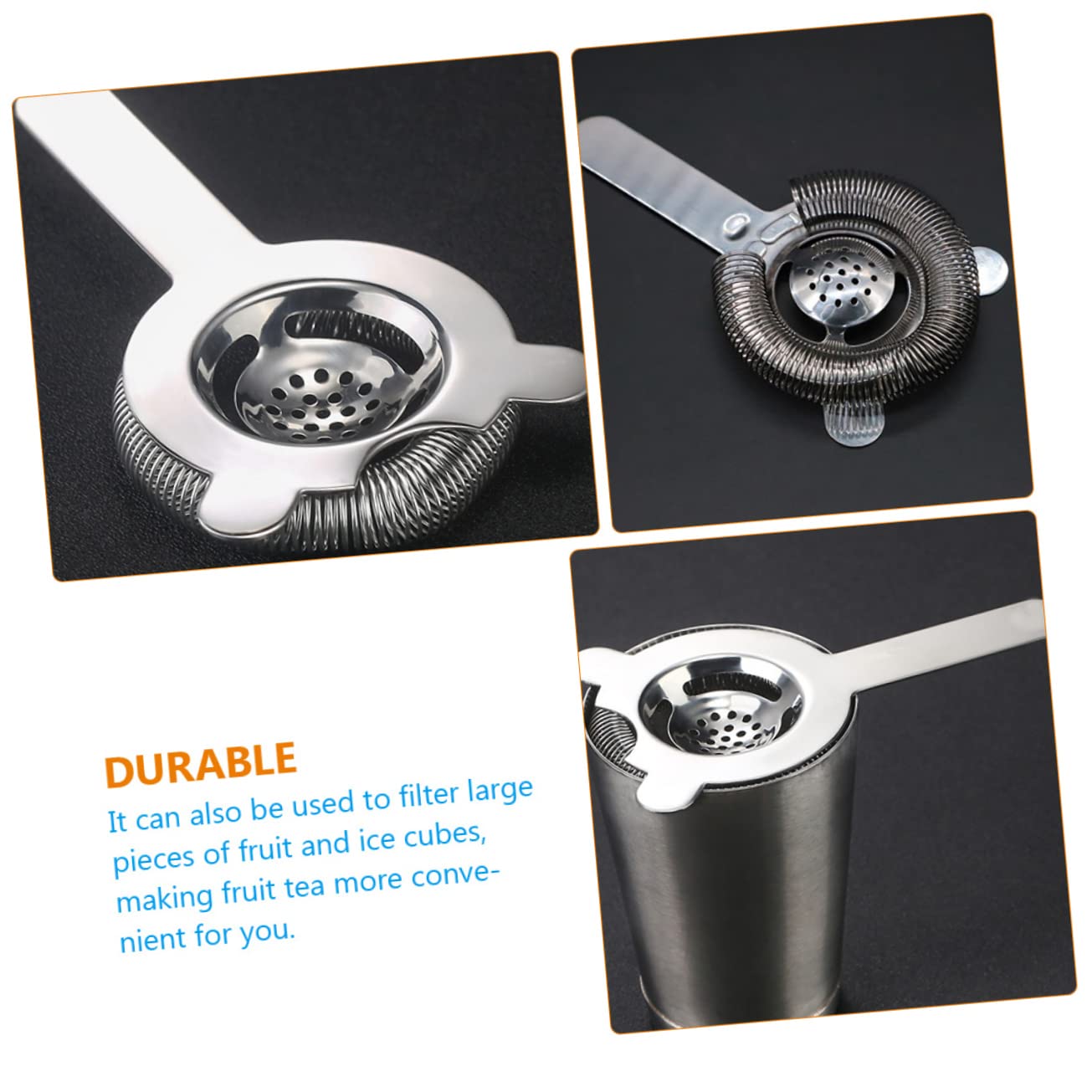 ABOOFAN 3 Piezas Colador de Cóctel Profesional Inoxidable Resistente para Bebidas y Hielo Accesorio de Bar para Mezclas y Cócteles