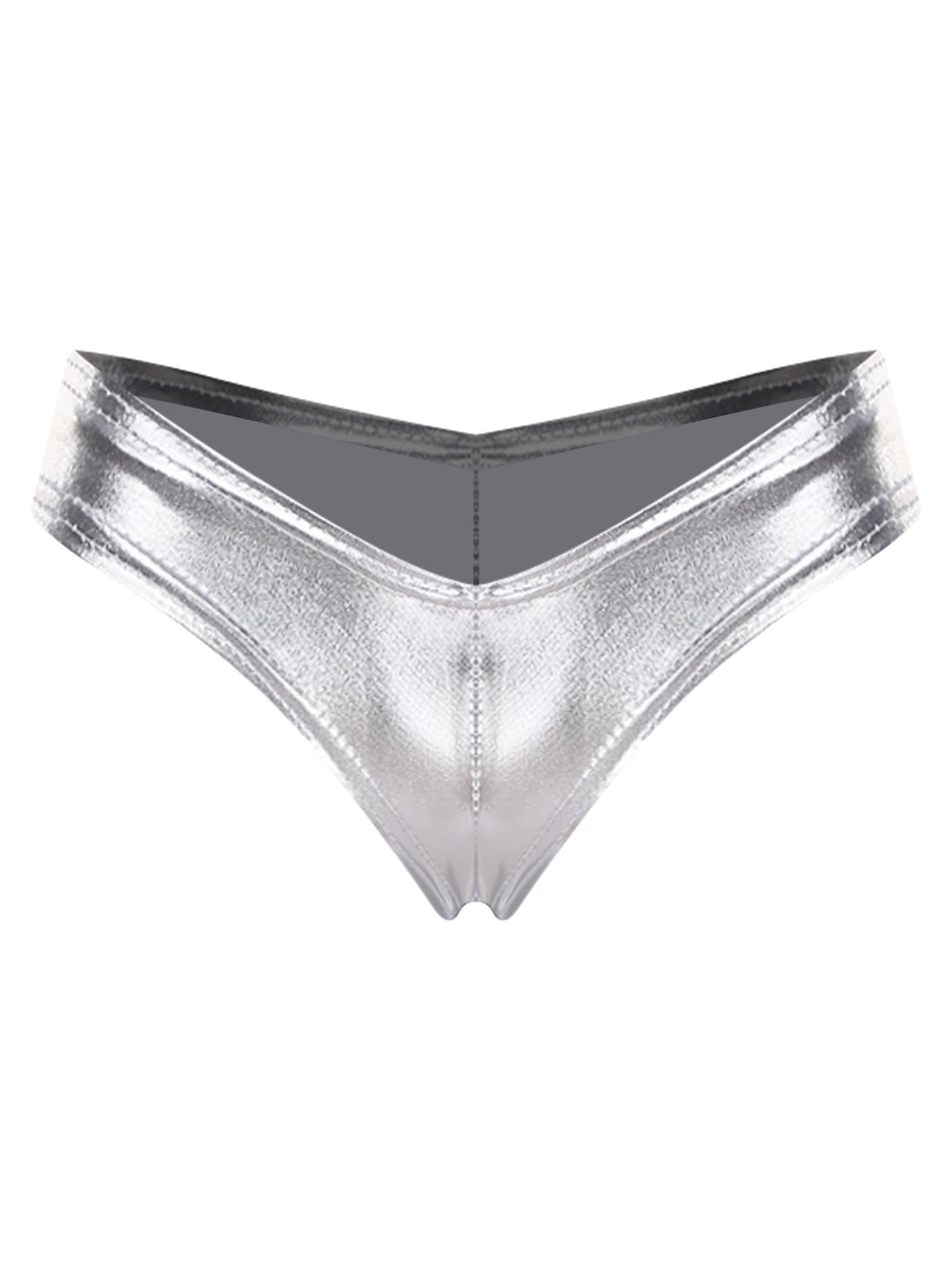 Women's Shiny Metallic Sexy Underwear Mini Booty Cheeky Shorts Bikini Bottoms Stretch Lingerie