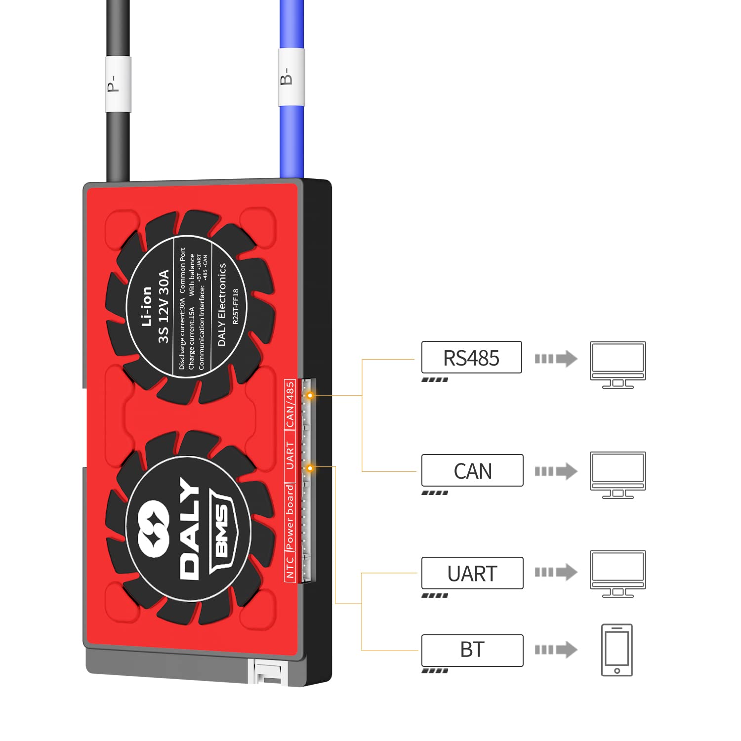 トイガン Daly BMS Li-ion 3S 12V 120A DALY 3S Li-ion 120A Common Port BMS