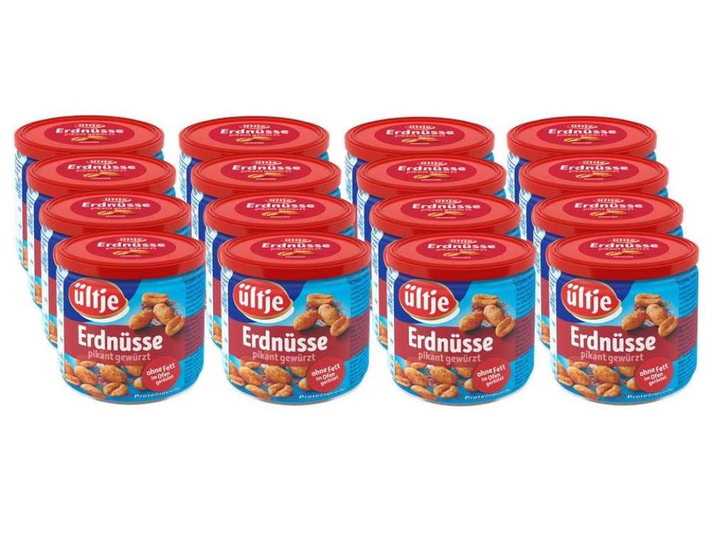 ültje Erdnüsse pikant gewürzt, ohne Fett geröstet, Dose, 16er Pack (16 x 180 g)