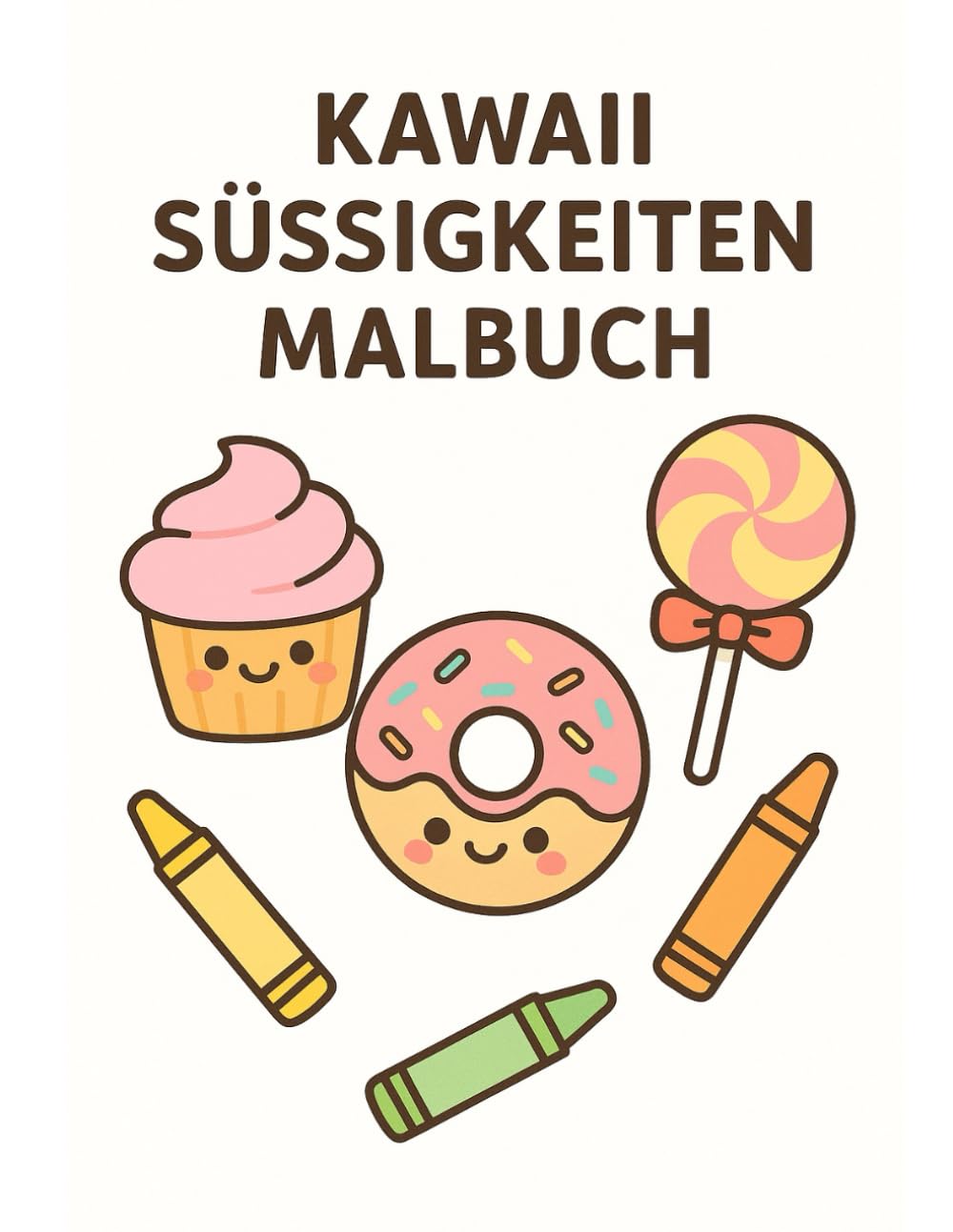 Kawaii Süßigkeiten Malbuch – Niedliche Desserts und Süßigkeiten zum Ausmalen: Zuckersüße Motive für Kinder – Cupcakes, Donuts, Lollipops und mehr (Kawaii Malbücher)