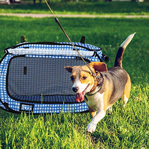 confote Indoor Outdoor Crate Pets, Collapsible Portable Cat Cage Kennel Large Blue 24\"x16\"x15\" Portable Kennel Carrier and Feeding Kit Collection - Thumbnail 4