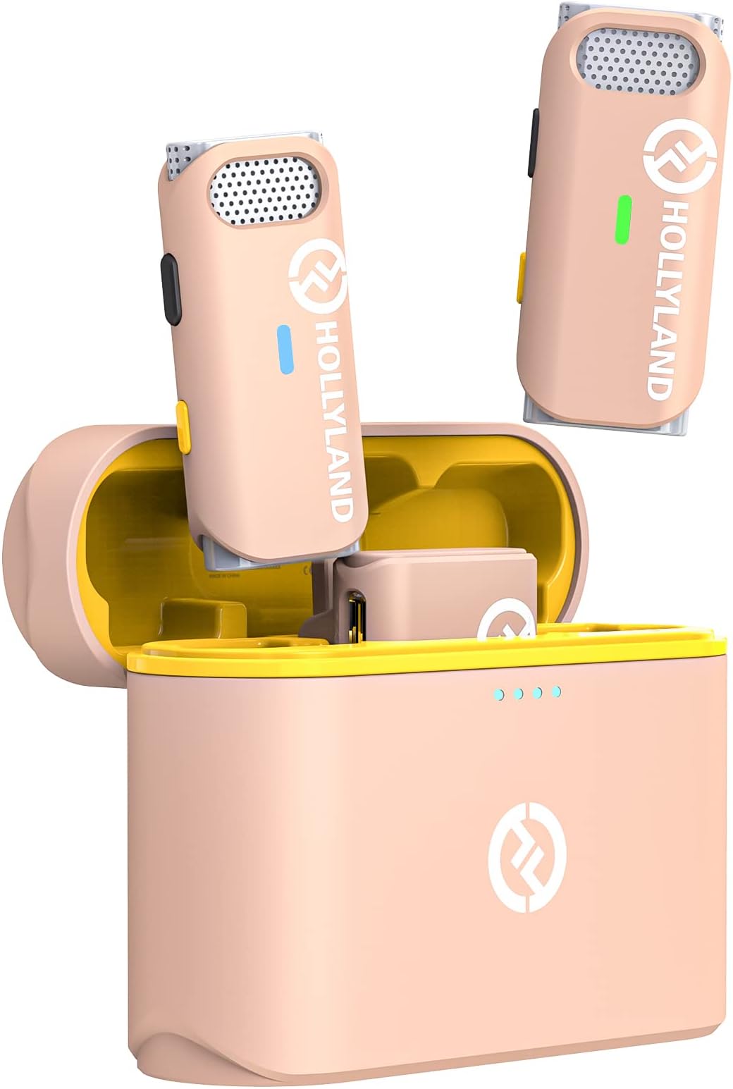 Hollyland Lark M1 Wireless Lavalier Microphone with Noise Cancellation, 656ft Transmission,8H Battery Life, Compact Wireless Lapel Microphone for DSLR Cameras/iPhone/Android/Live Streaming, Light Pink