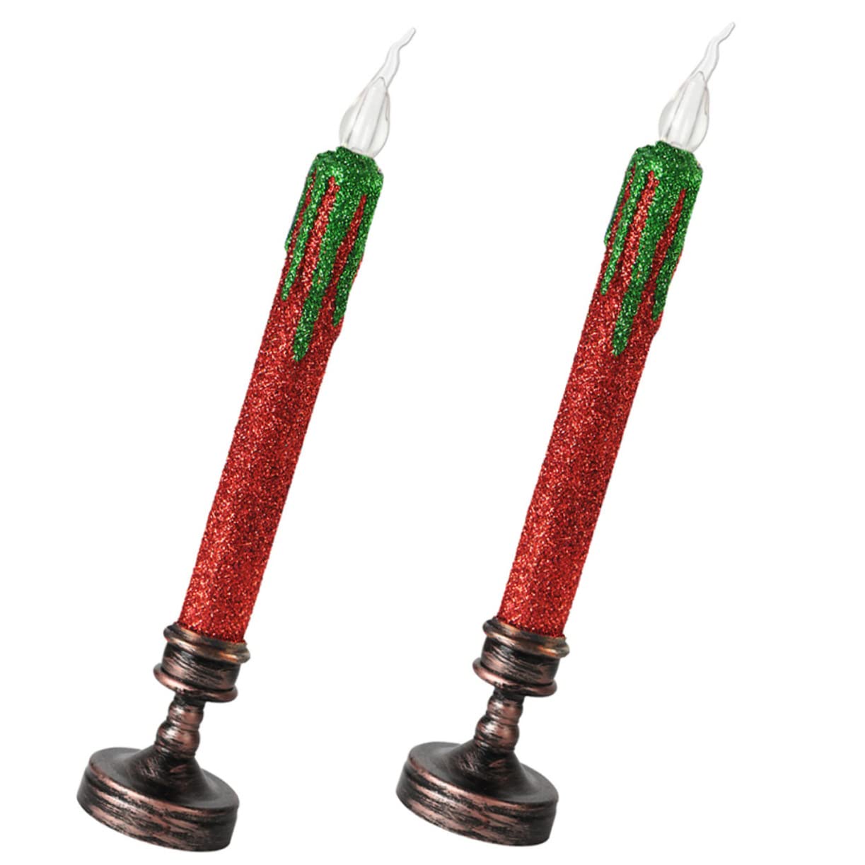 Uonlytech 2 Piezas velas de navidad led lights lamparas led decoraciones navideñas christmas lights oro LED de navidad vela electrica navidad luz de vela de diseño navideño el plastico rojo