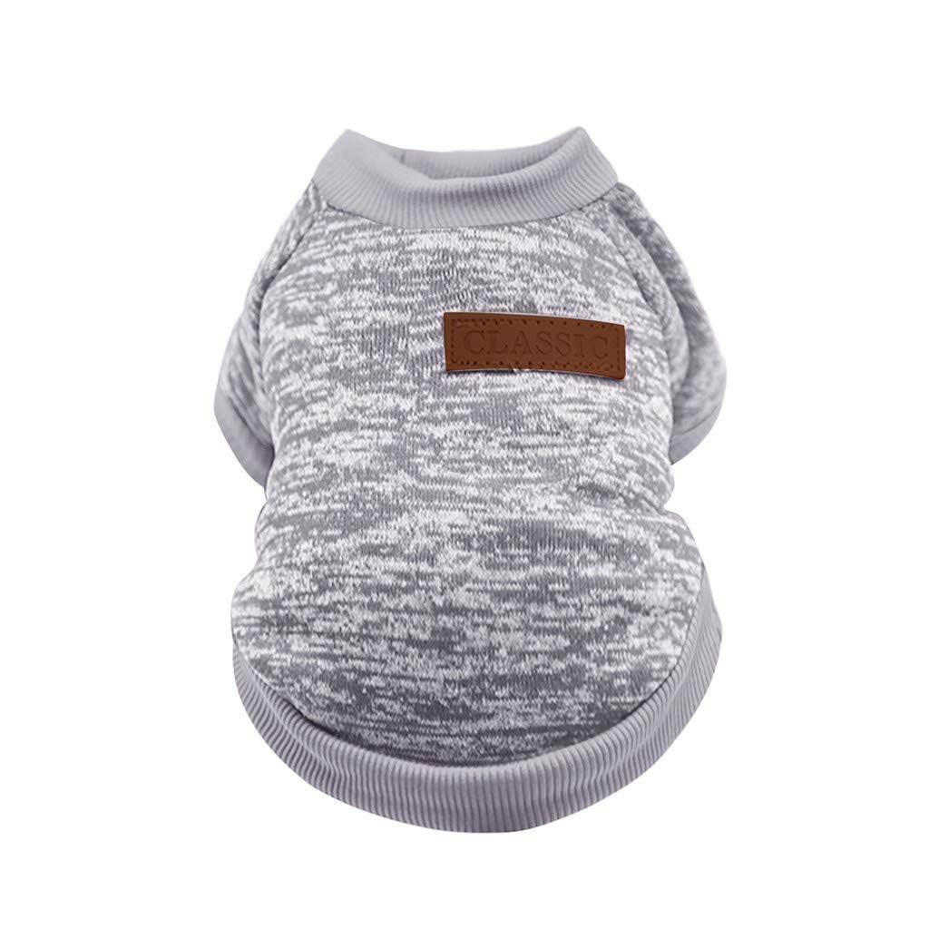 Pet Dog-Puppy Classic Sweater Sweatshirt Clothes Warm Jumper Winter Pet Clothes Hangers (Grey, L)