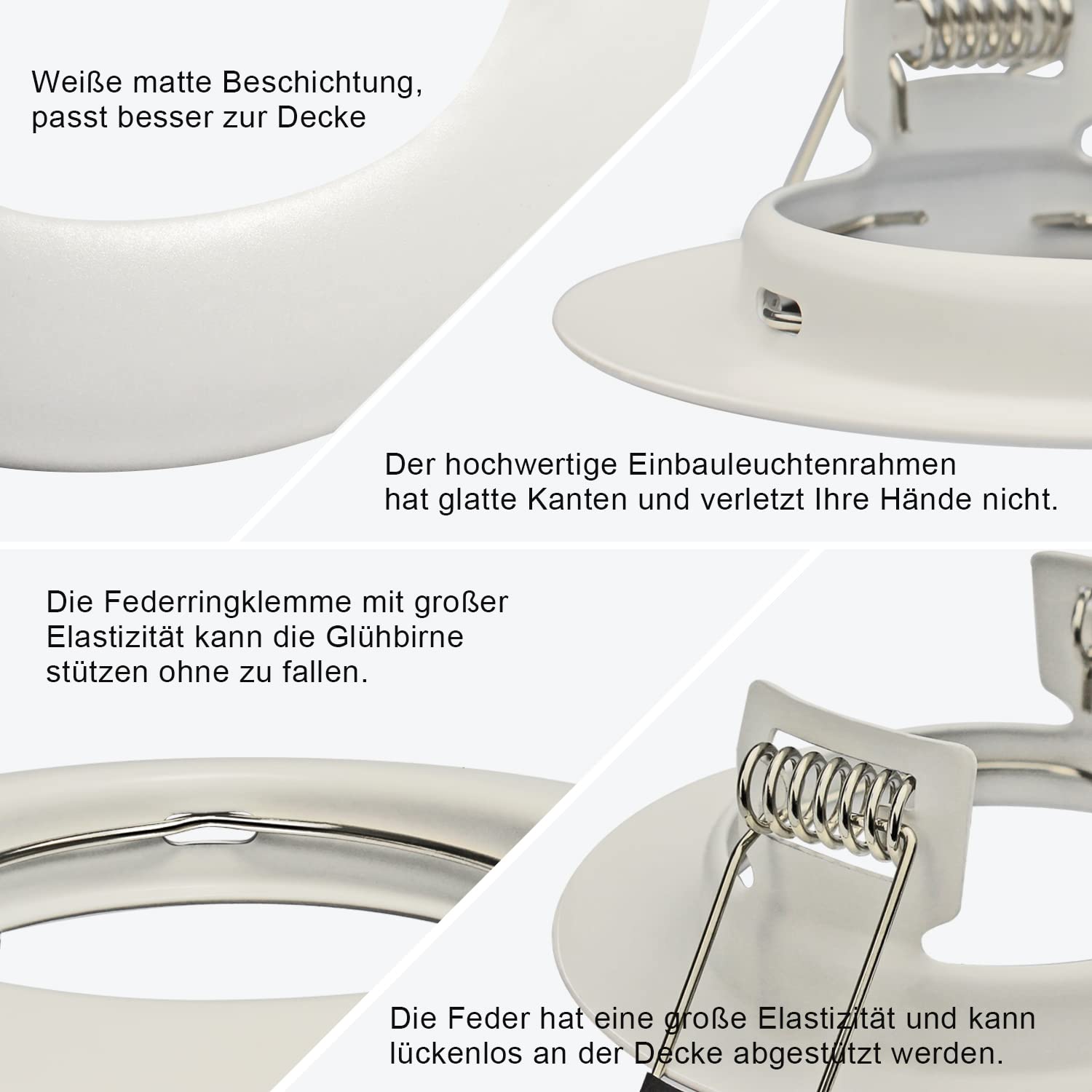 HiBay LED Einbaustrahler 230V Set GU10 Deckenspots Rund Weiß Einbauspot Rahmen 68mm Inkl. GU10 Fassung für LED oder Glühbirne 30er Set | Einbauspot Rahmen Inkl. GU10 Fassung für LED oder Glühbirne für Wohnzimmer Schlafzimmer Küche Flur Büro