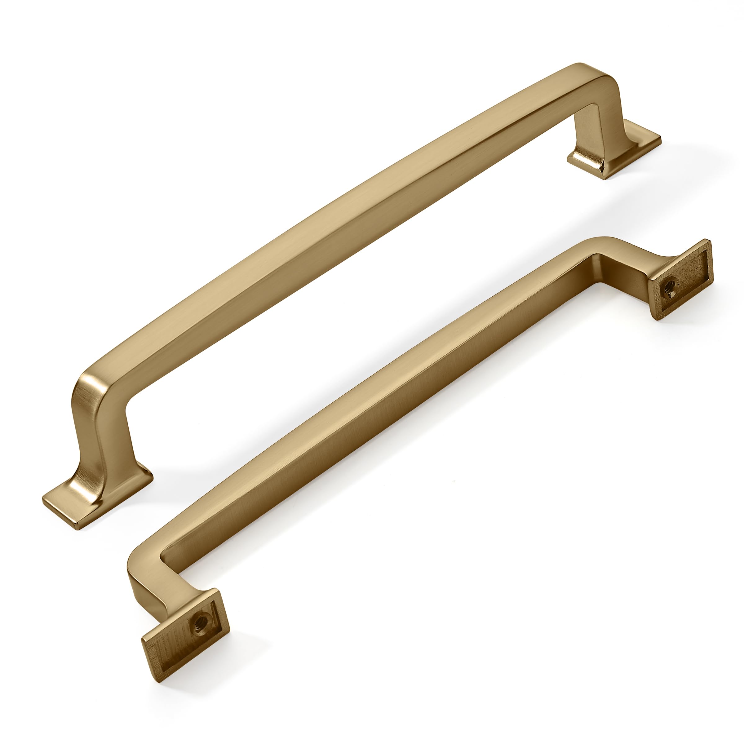 KHTUMEWARE 10 Pack 6-1/4 Inch Cabinet Handles - Brushed Brass & Gold Kitchen Cabinet Hardware with Drawer Handles