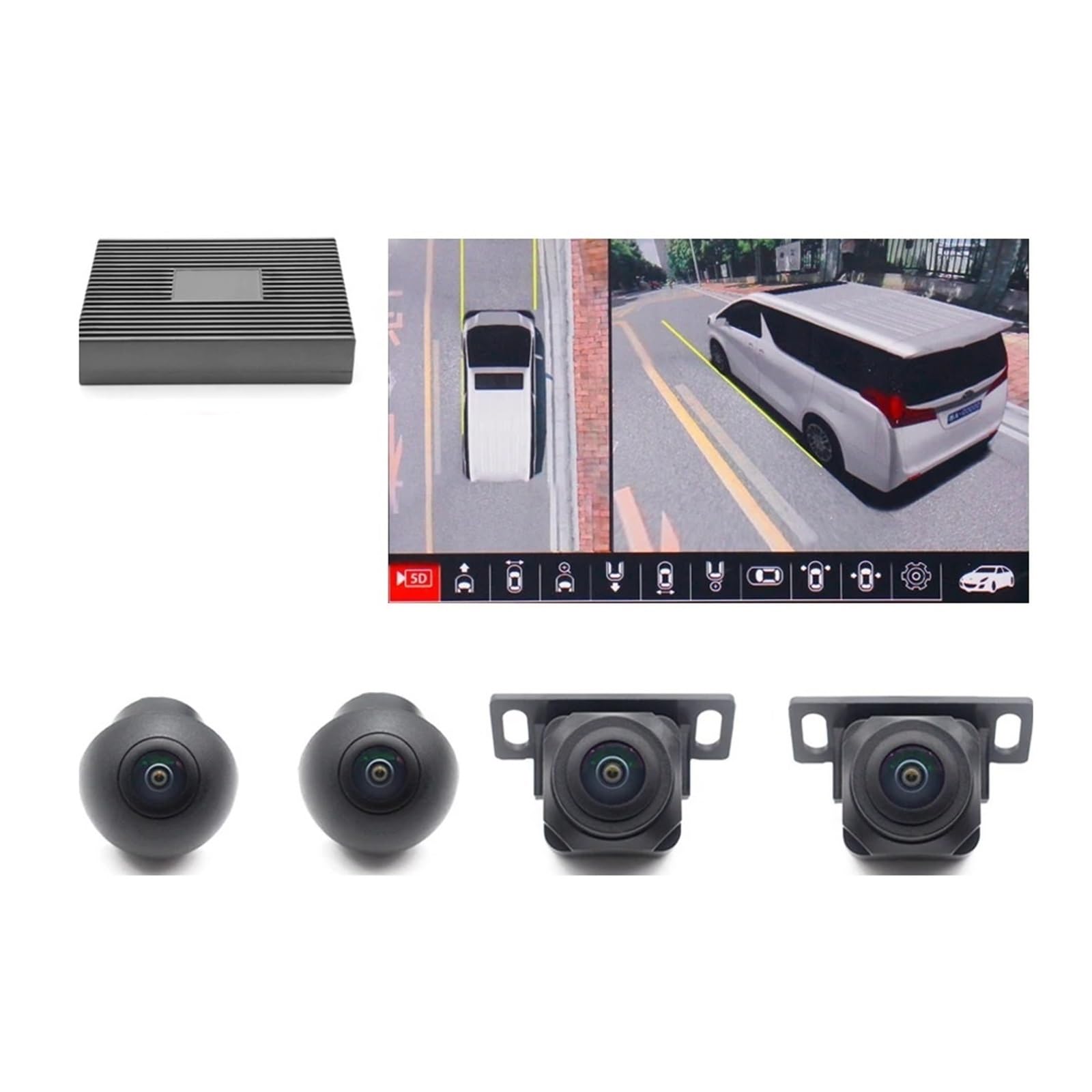 Rückfahrkamera AHD 4K 1080P 3D 360 Grad Vogelsichtsystem Kameras Auto Parkplatz Surround View Video 4CH Recorder DVR UHD Ersatz für Alpha (keine)