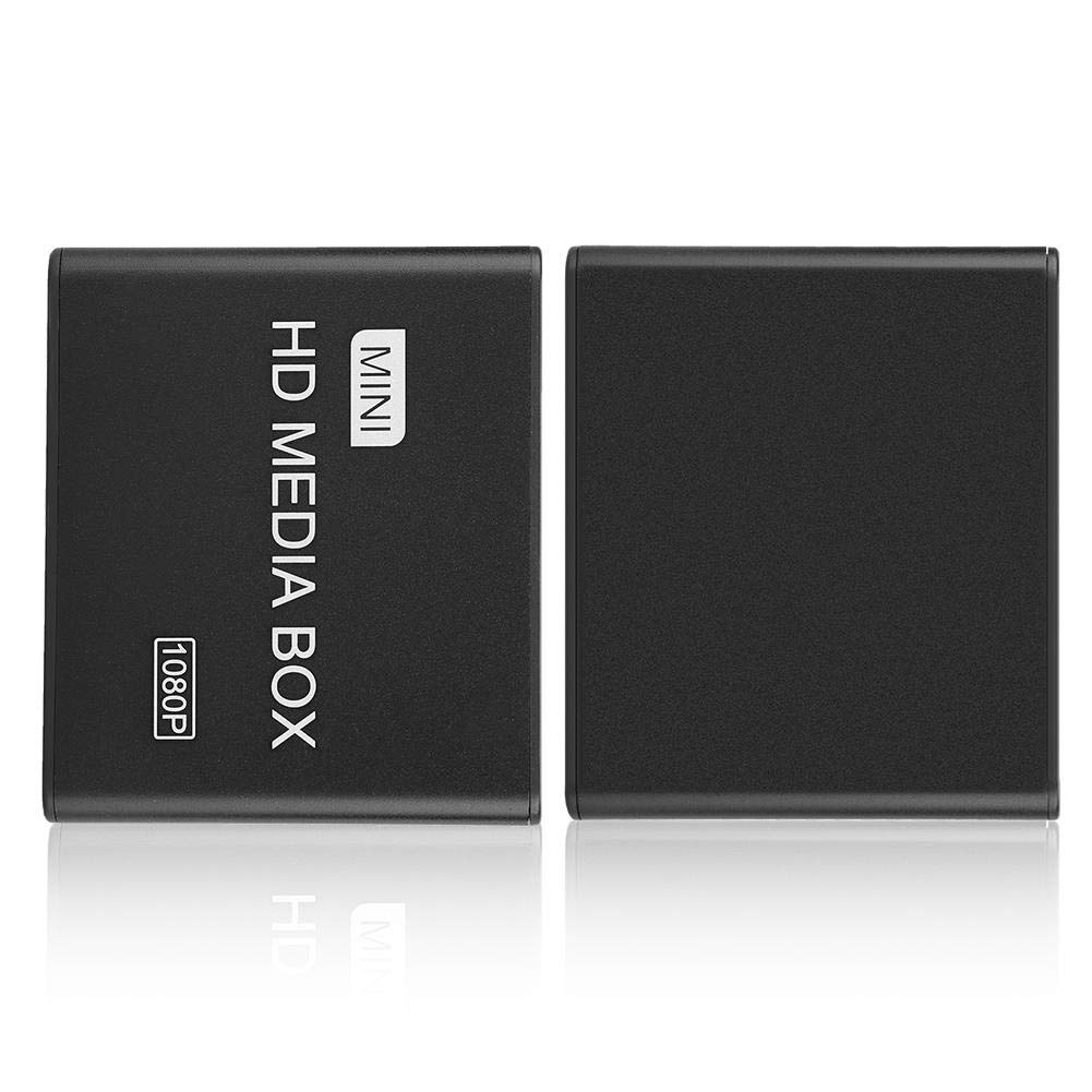 Mini Lecteur multimédia 1080P, Lecteur vidéo réseau Sortie HDMI HD MKV TS Rmvb et Lecteur de Disque Dur à décodeur Blu-Ray avec télécommande(EU Plug)