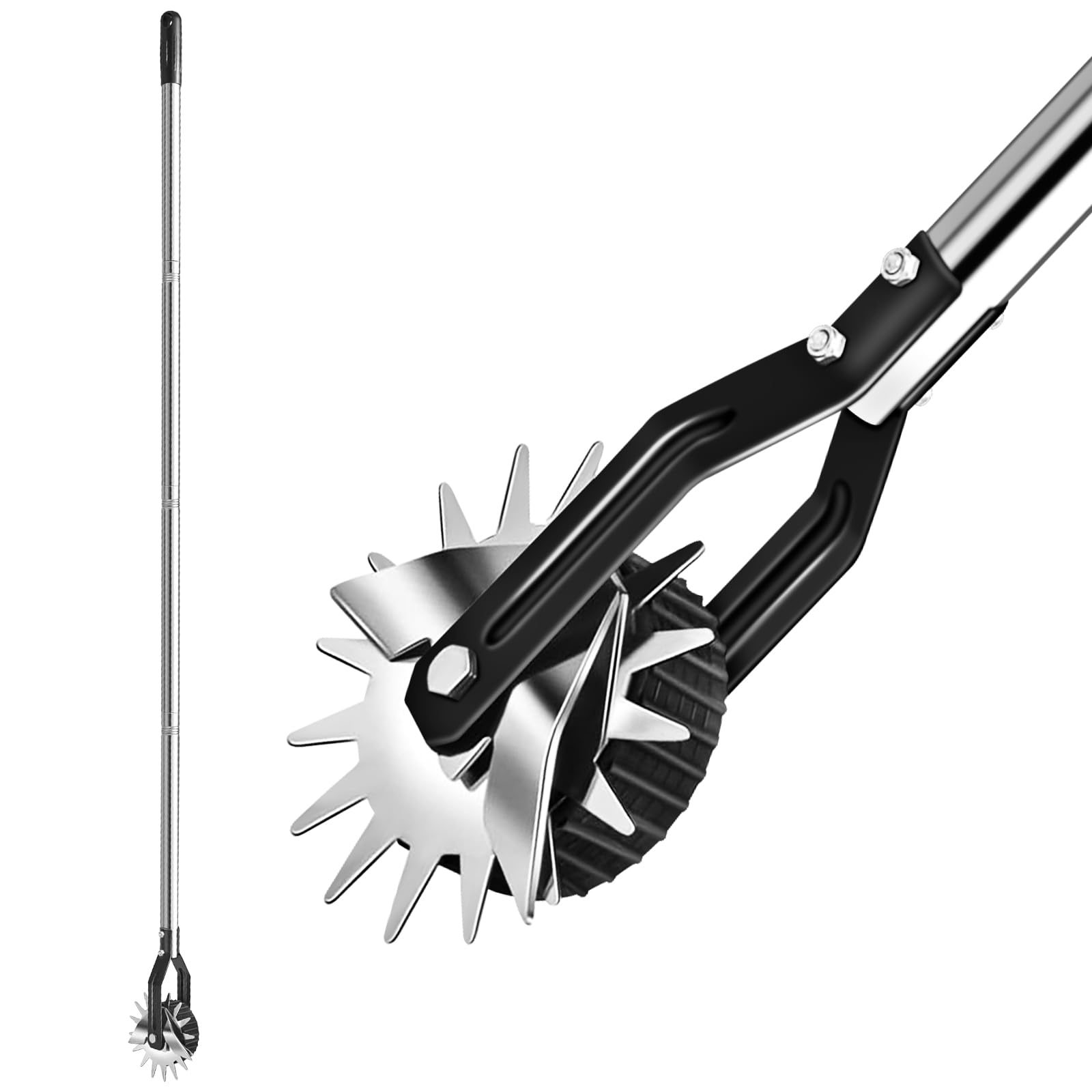 Kantenschneider Rad-Rotationskantenschneider, manueller Rasenkantenschneider für Gehwege, Edelstahlgriff, verstellbare Höhe -66.7Inch
