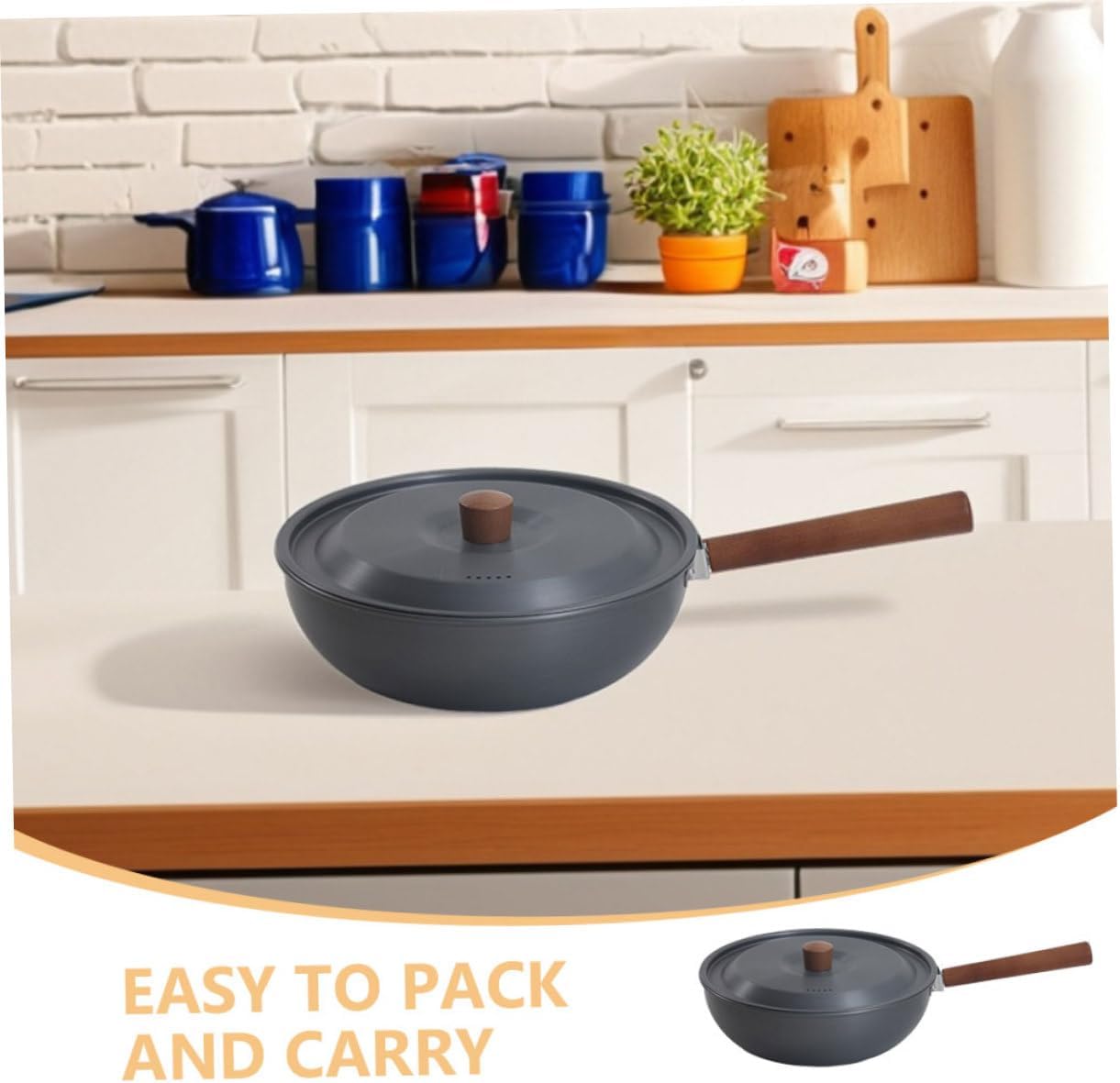 1set Portable Camping Fry Pan Lightweight Outdoor Cooking Skillet for Eggs and Steak Detachable Design Nonstick and Even Heat Distribution for Picnics and Travel