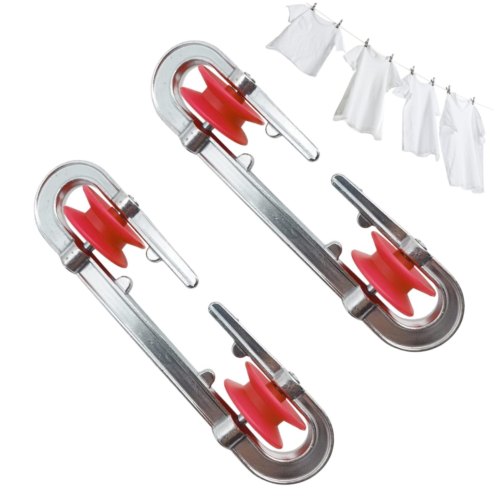 Hperu Clothesline Spreader 2Pcs Aluminium Heavy Duty Outdoor Clothes Line Separator Pulley for Long Clothesline and Heavy Loads - Spreader, Tightener
