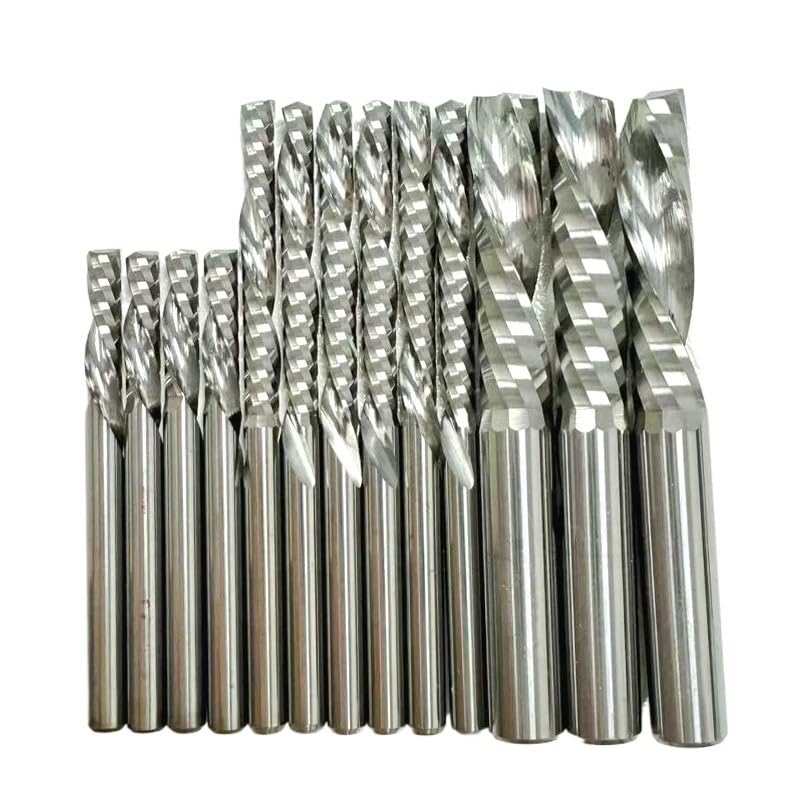 10 Stück Linksspiralfräser, einschneidiger Abwärtsfräser, CNC-Schaftfräser, Hartmetall(6x6x12x50)