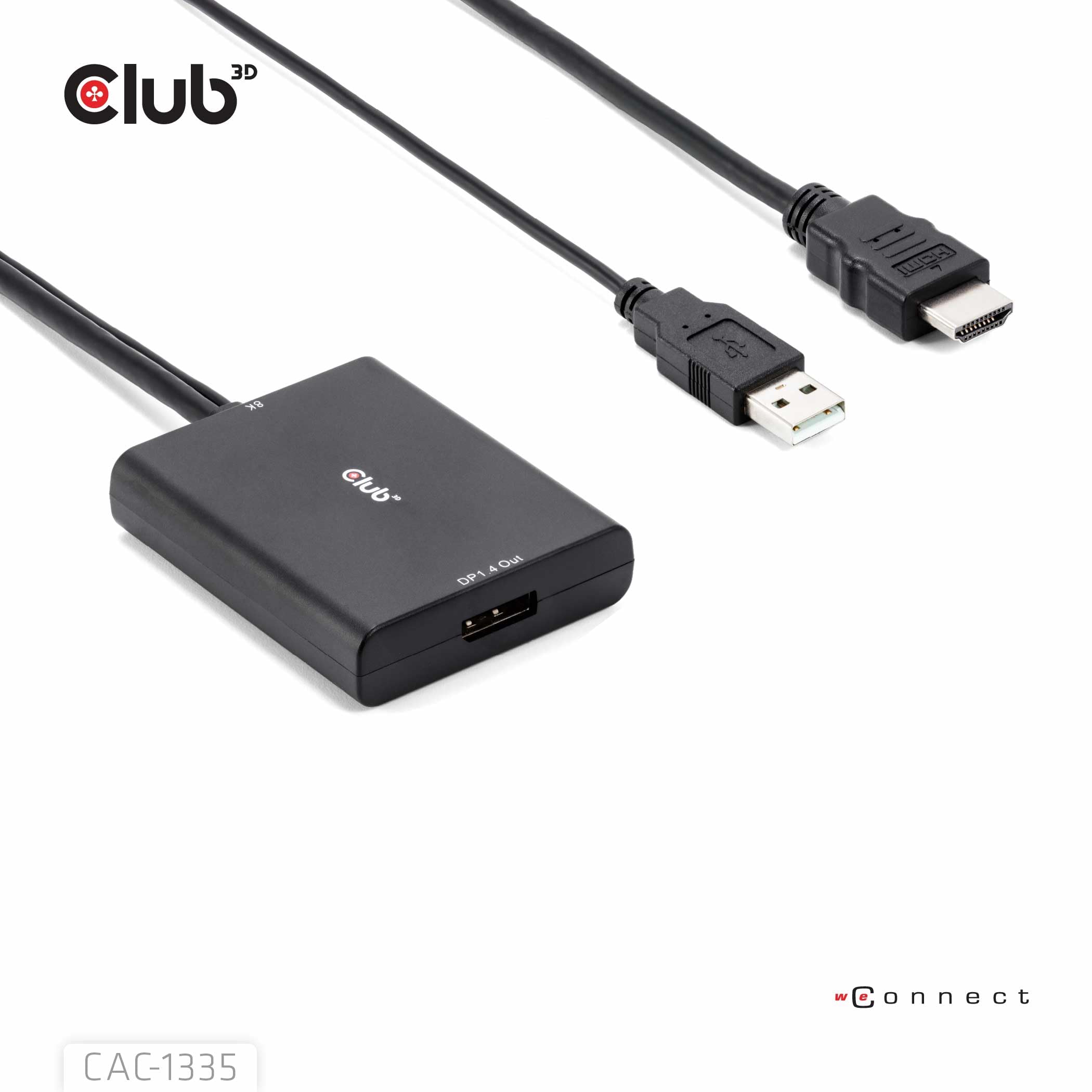 Club 3D CAC-1335 HDMI + Micro USB a DisplayPort 4K120Hz o 8K30Hz St/B Adaptador Activo