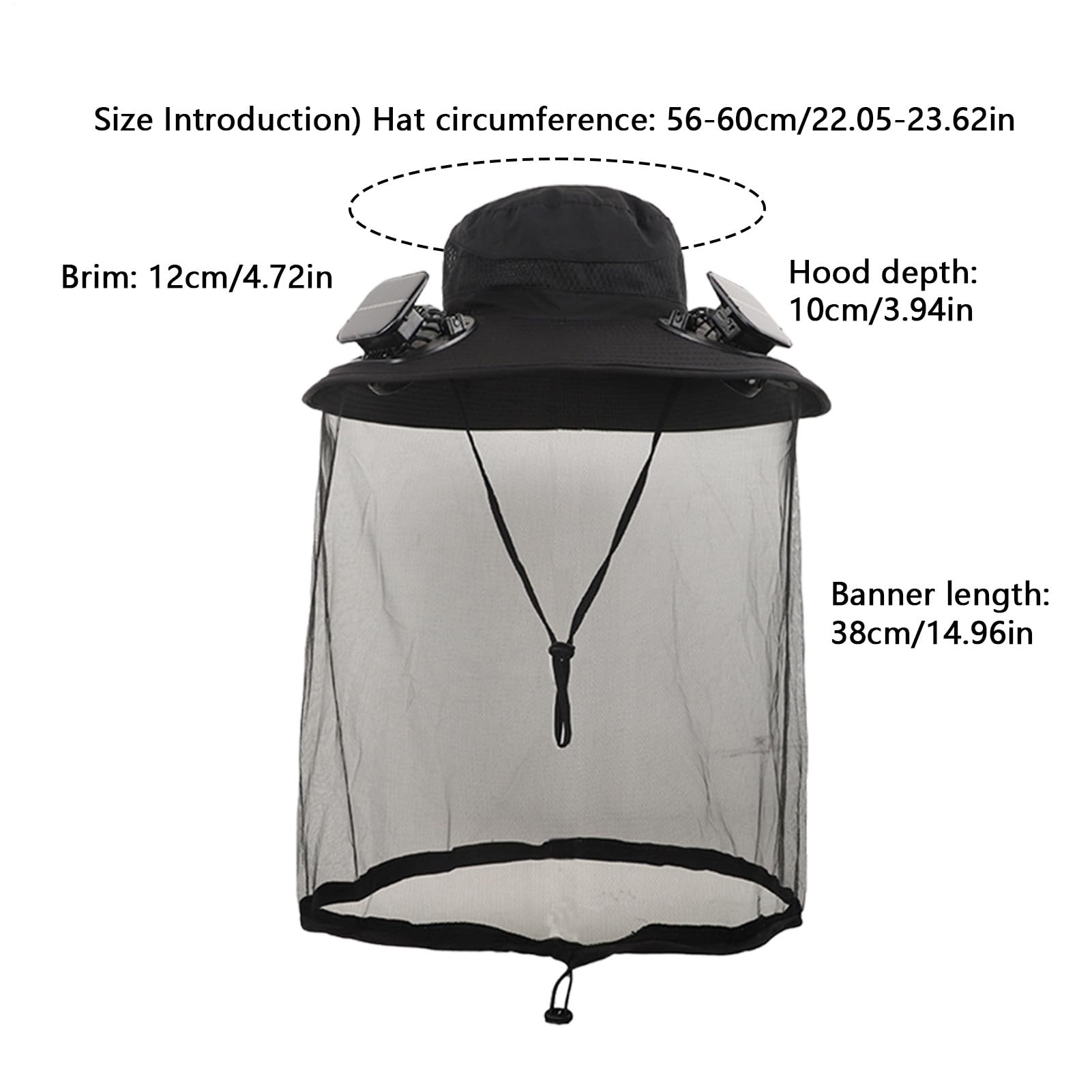 Czapka z wentylatorem solarnym Kapelusz przeciwsłoneczny bucket z siatką