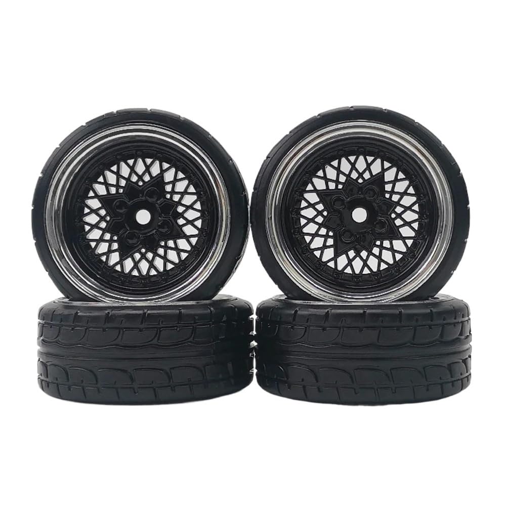 Cerchioni in plastica con offset in scala 1/10 da 4 pezzi 3mm con pneumatici per modelli Drift e Touring di auto RC compatibili con veicoli simili