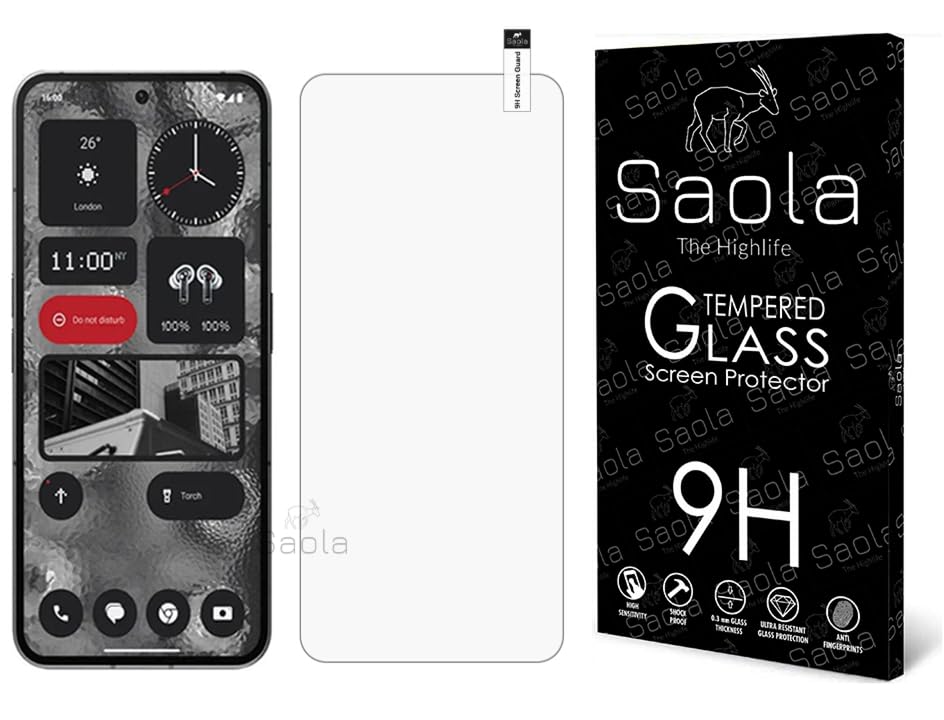 Saola® 9H Tempered Glass For Nothing Phone 2 (PACK OF 1) with Free Installation Kit. Full screen Coverage. Free Replacement If Received Damaged - 6.7 inch