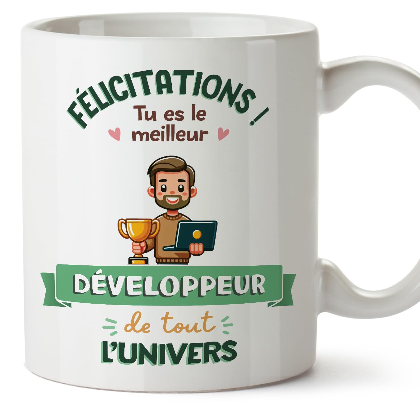 MUGFFINS Developer Man Mug - in French - Meilleur Univers Trophée - Funny Gift for Colleagues - Ceramic 11oz Mug — image 1