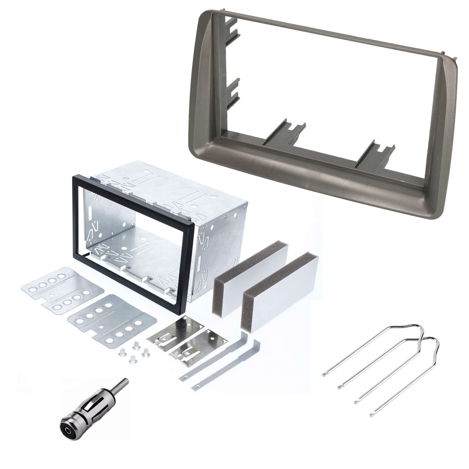 Kit De Montage Autoradio 2 DIN Pour Fiat Panda (169) 2003-2012 – Cadre Gris, Adaptateur Antenne Inclus - 14