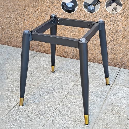 Metalowe przemysłowe nogi stołowe z przyssawkami, solidna podstawa stołu do jadalni, domowe biurko biurowe, zastosowanie kuchenne, 80 cm x 80 cm x 72 cm, czarne i złote wykończenie