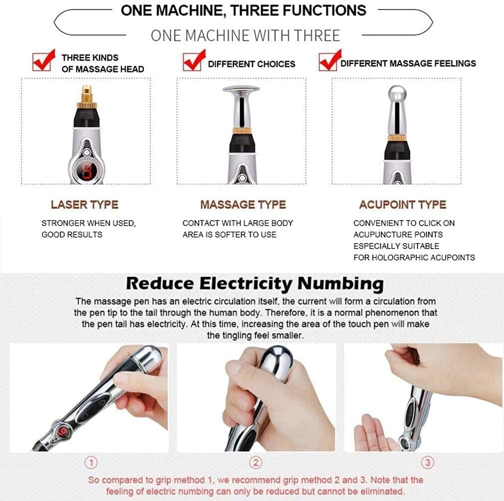 JD PRO 3-In-1 Electronic Acupuncture Pen, Meridian Energy Pen For Pain Relief Therapy, Electric Meridians Acupuncture Machine Acupuncture Pen Meridians Laser Acupuncture Machine Magnet Massager,Silver JD PRO 3-In-1 Electronic Acupuncture Pen, Meridian Energy Pen For Pain Relief Therapy, Electric Meridians Acupuncture Machine Acupuncture Pen Meridians Laser Acupuncture Machine Magnet Massager,Silver